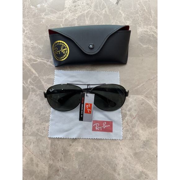 Ray Ban Aviator Sunglasses QB 2457 NWT Black Frames Shades - Picture 1 of 7